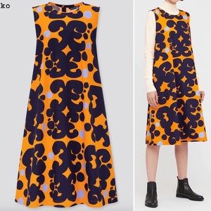 Marimekko x Uniqlo A-Line Sleeveless Cotton Midi Dress, Medium, with pockets